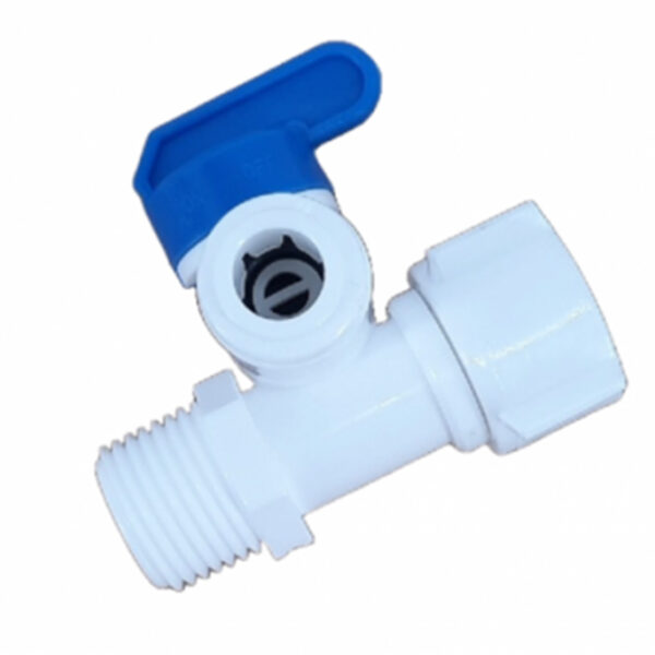 Conector plastic cu robinet 1/2*3/8*1/2 cu conectare rapida furtun 3/8
