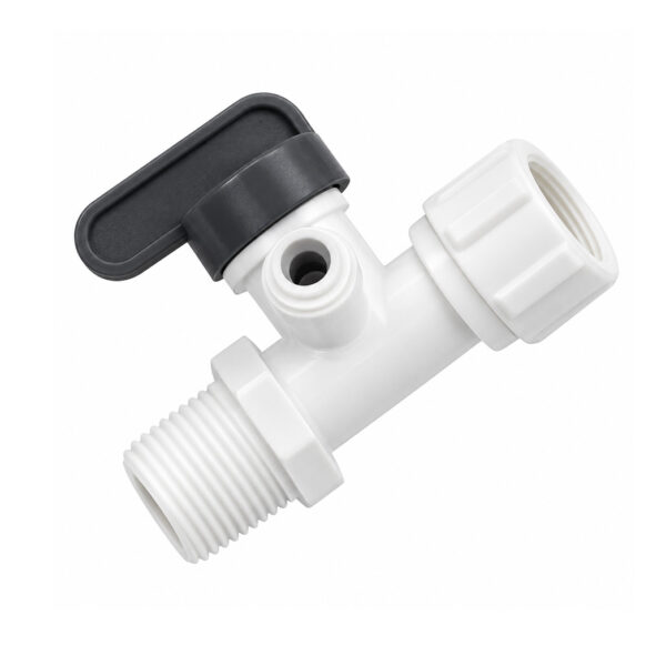 Robinet plastic 1/2" filet exterior , 1/2" filet interior si conectare furtun 1/4"